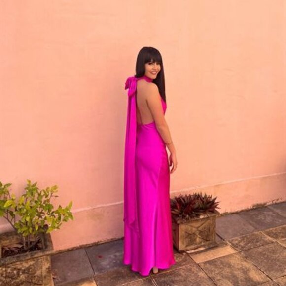 Evianna Satin Gown MISHA | Size Large (US 8-10) - Picture 2 of 13